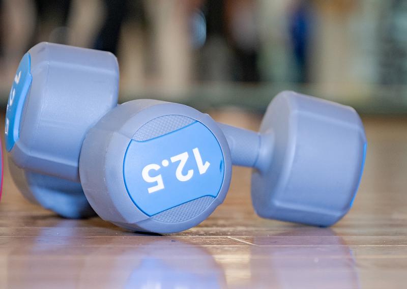 blue dumbbells